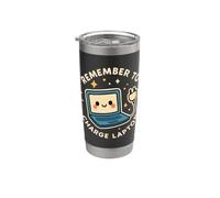 Divertido personaje de laptop "Remember to Charge Laptop" Vaso térmico de acero inoxidable de doble pared