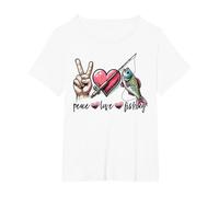 Divertido Pesca Paz Amor Pesca Camping Familia Vacaciones Camiseta, Mujer Tallas Grandes, Blanco, 4XL Grande