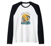 Divertido pez Pescador de Gone Fishin' Apparel, Amante de los Pescadores Camiseta Manga Raglan