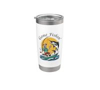 Divertido pez pescador de Gone Fishin' Apparel, amante de los pescadores Vaso térmico de acero inoxidable de doble pared