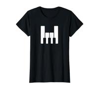 Divertido Piano Teoría de la Música Rockstar Pianista Teclado Camiseta gráfica económica, Mujer, Negro, L
