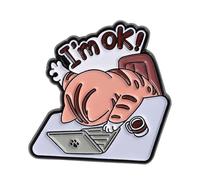 Divertido pin esmaltado con temática de gato, accesorio de ropa de aleación de moda para uso diario, fiestas, eventos y trajes creativos, joyería elegante con temática de animales, talla única, como