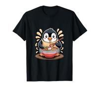 Divertido Pingüino Come Sopa de Fideos Ramen Kawaii Anime Camiseta