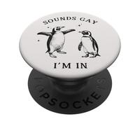 Divertido Pingüino Suena Gay Estoy En Regalo De Mordaza Meme Orgullo Sketch PopSockets PopGrip Adhesivo