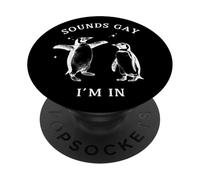 Divertido Pingüino Suena Gay Estoy En Regalo De Mordaza Meme Orgullo Sketch PopSockets PopGrip Adhesivo