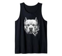 Divertido Pitbull Perro Fumando Cigarrillo Brainrot Meme Papá Camiseta sin Mangas