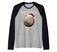 Divertido Planeta Plutón Navidad Astronomía Vintage Nunca Olvides Plutón Camiseta Manga Raglan