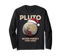 Divertido Planeta Plutón Navidad Astronomía Vintage Nunca Olvides Plutón Manga Larga