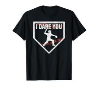 Divertido plato de béisbol con el texto «I Dare You Home Plate» Camiseta