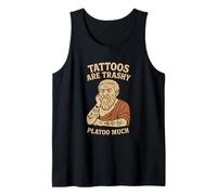 Divertido Platón Tatuaje Juego de palabras Broma Filosofía Humor Tatuajes Basureros Camiseta sin Mangas