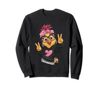 Divertido Pollito con Gafas Doble Signo de Paz Hipster Bird Sudadera