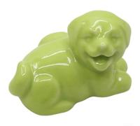 Divertido pomo de cajón con gráfico para cachorro en colores vivos de dopamina hecho de cerámica y porcelana con base de cobre para una fijación segura (verde)