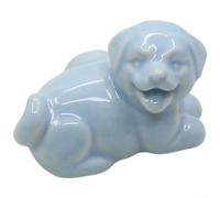 Divertido pomo de cajón con gráfico para cachorro en colores vivos de dopamina hecho de cerámica y porcelana con base de cobre para una fijación segura (azul claro)