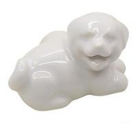 Divertido pomo de cajón con gráfico para cachorro en colores vivos de dopamina hecho de cerámica y porcelana con base de cobre para una fijación segura (blanco)