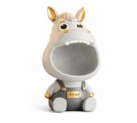 Divertido Portallaves De Hipopótamo Para La Entrada - Adorable Bandeja Organizadora Con Forma De Animal - Figura Decorativa De Escritorio Con Boca Grande Para Guardar Llaves, Mandos Y Monedas(Gray)