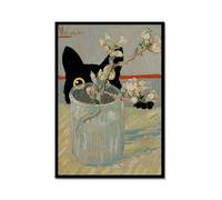 Divertido póster de gato negro de Van Gogh Matisse Monet Klimt, pintura de la gran ola, lienzo impreso retro, arte de pared, estética, decoración del hogar (SKU13, 12 x 18 pulgadas = (30 x 45 cm