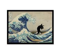 Divertido póster de gato negro de Van Gogh Matisse Monet Klimt, pintura de la gran ola, lienzo impreso, arte de pared retro, decoración del hogar (SKU16, 8 x 12 pulgadas = (20 x 30 cm), marco de fotos