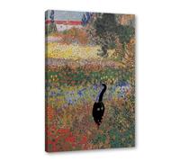 Divertido póster de gato negro de Van Gogh Matisse Monet Klimt, pintura de la gran ola, lienzo impreso, arte de pared retro, estética, decoración del hogar (SKU3, 28 x 35 cm), enmarcado (lienzo