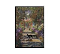 Divertido póster de gato negro de Van Gogh Matisse Monet Klimt, pintura de la gran ola, lienzo impreso, arte de pared retro, decoración del hogar (SKU12, 30 x 45 cm), marco de fotos negro