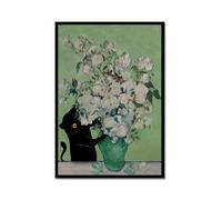 Divertido póster de gato negro de Van Gogh Matisse Monet Klimt, pintura de la gran ola, lienzo impreso, arte de pared retro, estética, decoración del hogar (SKU14, 16 x 24 pulgadas = (40 x 60 cm