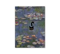 Divertido póster de gato negro de Van Gogh Matisse Monet Klimt, pintura de la gran ola, lienzo retro para pared, estética, decoración del hogar (SKU1,50.8 x 71.1 cm, sin marco)