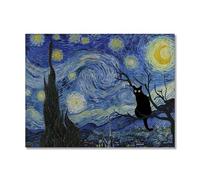 Divertido póster de gato negro de Van Gogh Matisse Monet Klimt, pintura de la gran ola, lienzo retro para pared, estética, decoración del hogar (SKU19, 50.8 x 76.2 cm, sin marco)
