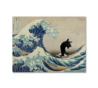 Divertido póster de gato negro de Van Gogh Matisse Monet Klimt, pintura de la gran ola, lienzo retro para pared, estética, decoración del hogar (SKU16, 11 x 14 pulgadas, sin marco)