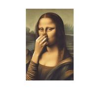 Divertido póster de Mona Lisa Pinching Nose Baño Arte de Pared Decoración de Pared de Baño Vintage Póster Humor de Baño Mona Lisa Arte de Baño MonaLisa Arte de Baño Humorístico Peculiar Decoración del