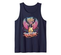 Divertido profesor de inglés que escribe Rockstar Ela Arts Bookworm Camiseta sin Mangas