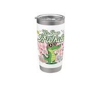 Divertido profesor de regreso a la escuela Ha sido un cocodrilo mientras Vaso térmico de acero inoxidable de doble pared