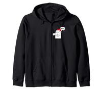 Divertido Pulgares Abajo Fantasma Gritando Boo en Santa Claus Sombrero Rojo Sudadera con Capucha