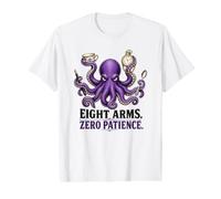 Divertido Pulpo 8 Brazos Cero Paciencia Humor Malhumorado Camiseta gráfica económica
