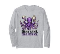 Divertido Pulpo 8 Brazos Cero Paciencia Humor Malhumorado Manga Larga