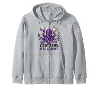 Divertido Pulpo 8 Brazos Cero Paciencia Humor Malhumorado Sudadera con Capucha