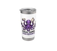 Divertido Pulpo 8 Brazos Cero Paciencia Humor Malhumorado Vaso térmico de acero inoxidable de doble pared