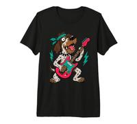 Divertido Puntero alemán de Pelo Duro Tocando la Guitarra Rockstar Perro Camiseta Premium