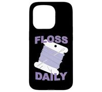 Divertido Punto de Cruz y Hilo Dental de Bordado Diario Bobina de Hilo Dental Carcasa para iPhone 15 Pro