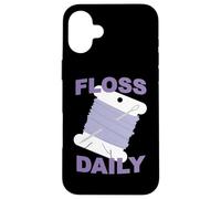 Divertido Punto de Cruz y Hilo Dental de Bordado Diario Bobina de Hilo Dental Carcasa para iPhone 16 Plus