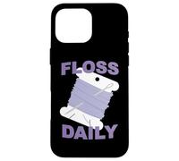 Divertido Punto de Cruz y Hilo Dental de Bordado Diario Bobina de Hilo Dental Carcasa para iPhone 16 Pro MAX