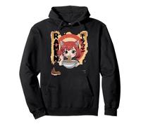 Divertido Ramen Anime Gato Chica Comiendo Fideos Retro Sudadera con Capucha