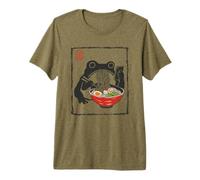 Divertido Ramen de Rana gruñona Sumi-e Kawaii Arte de Tinta Japonesa Camiseta Premium