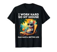 Divertido ratón Amante del ratón diseño I Work Hard Colorful Mouse Camiseta