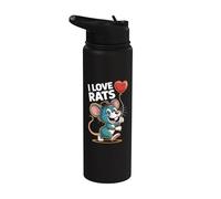 Divertido ratón con globo y corazón I Love Rats Stainless Steel Insulated Water Bottle
