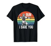 Divertido Receptor de béisbol Run I Dare You, Retro Vintage Camiseta gráfica económica, Hombre, Negro, L