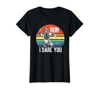 Divertido Receptor de béisbol Run I Dare You, Retro Vintage Camiseta gráfica económica, Mujer, Negro, L