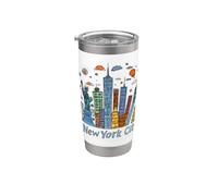 Divertido recuerdo de la ciudad de Nueva York para niños pequeños o niñas Vaso térmico de acero inoxidable de doble pared