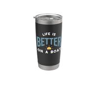 Divertido refrán para navegantes La vida es mejor en un barco Vaso térmico de acero inoxidable de doble pared