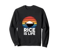 Divertido refrán Retro Vintage de Rice Is Life al Atardecer Sudadera