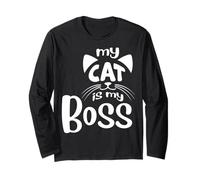 Divertido refrán sobre Gatos, Lindo Amante de los Gatos, «Mi Coche es mi Jefe» Manga Larga