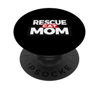 Divertido refrán sobre Gatos, Lindo Amante de los Gatos, Rescue Cat Mom PopSockets PopGrip Adhesivo